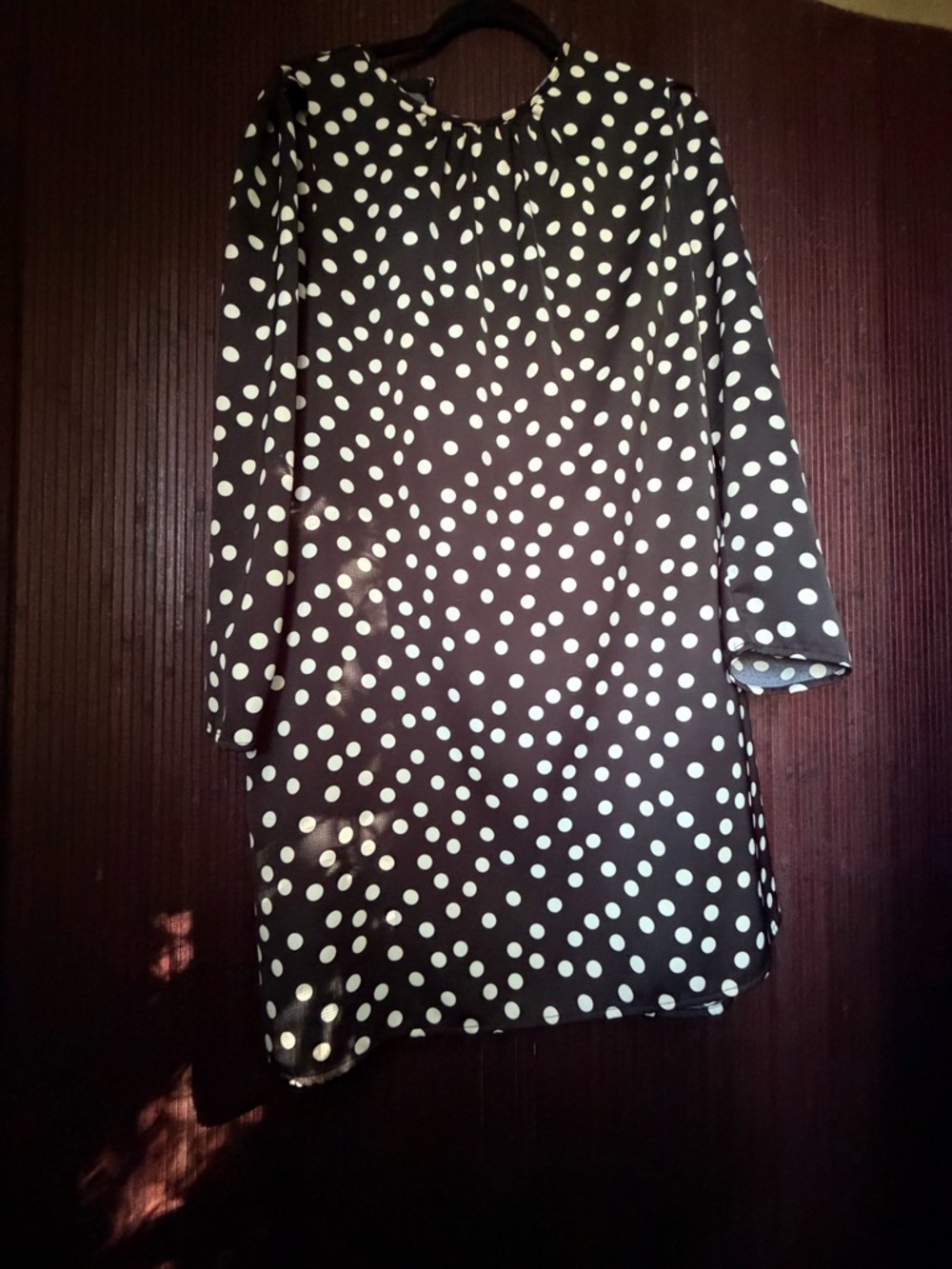 a new day Black and White Polka Dot Long Sleeve Dress